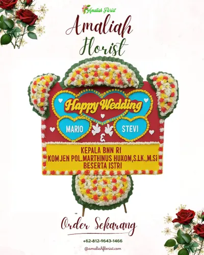 Karangan Papan Bunga Pernikahan di Kedawung